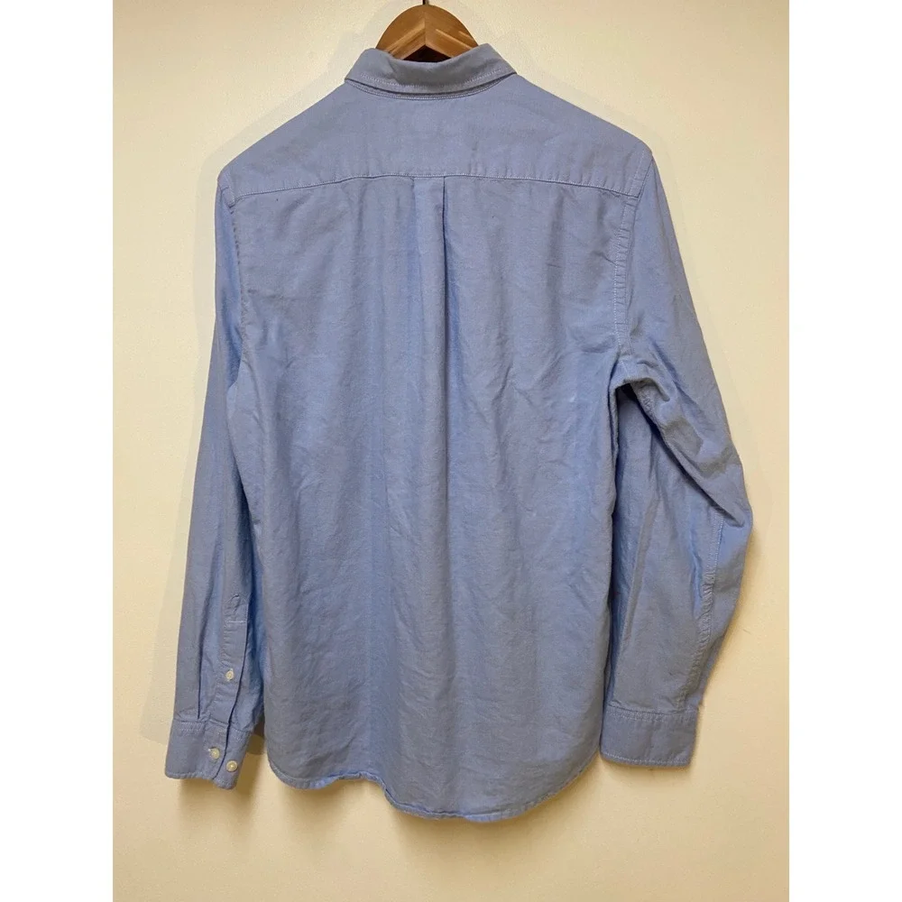 Gap Oxford Shirt Boys Medium Blue Chambray Slim Fit Long Sleeve Button Down